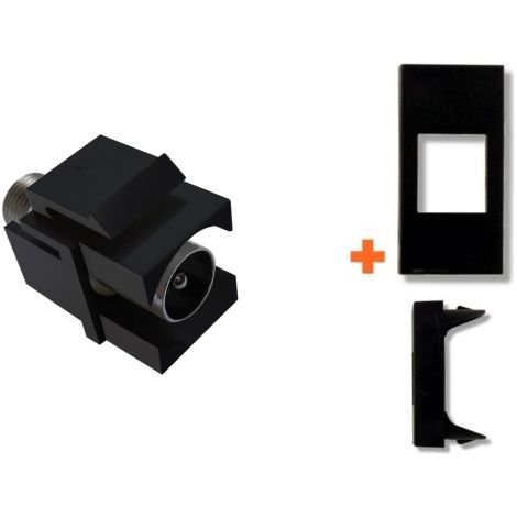 Keystone presa TV diretta IEC maschio compatibile Legrand Vela nera