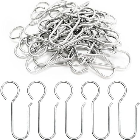 100 Pièces Crochets à Rideaux en métal,Crochets de Rideaux,Crochets agrafes pour Rideaux,pour Rideau de Fenêtre,Rideau de Douche(64 36mm) (1/5)