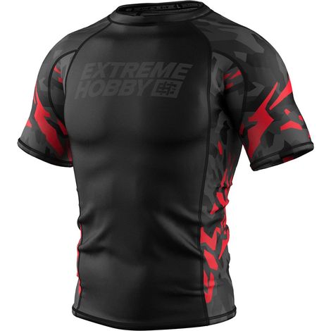 Extreme Hobby Rashguard Kurzarm Black Panther Schwarz-Rot Größe