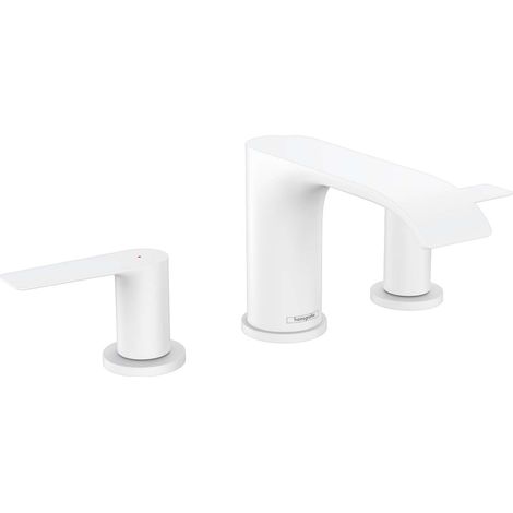 Robinet de lavabo à 3 trous VIVENIS 90 mm avec vidage à tirette. Raccords 1 1/4Z, finition blanche mate (1/7)