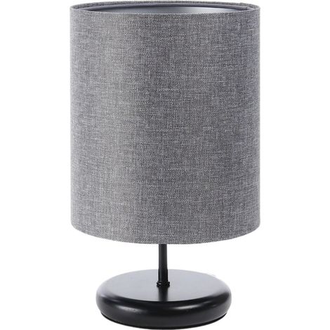Lampe de chevet Marengo - Tissu graphite gris anthracite, intérieur argenté, pietement noir (1/5)