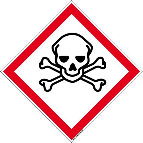 PANNEAU DANGER MATIERES TOXIQUES (SGH06) - Adhésif - 125 x 125 mm