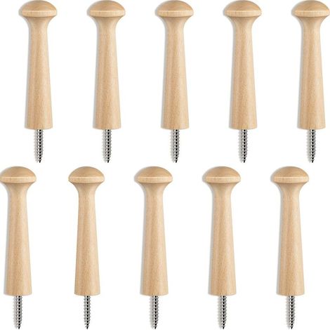 10 bras à bascule en bois, crochets en spirale, support à bras à bascule en bois brut de 3,62 pouces de long pour suspendre les vêtements, peinture faite maison (couleur bois). (1/5)