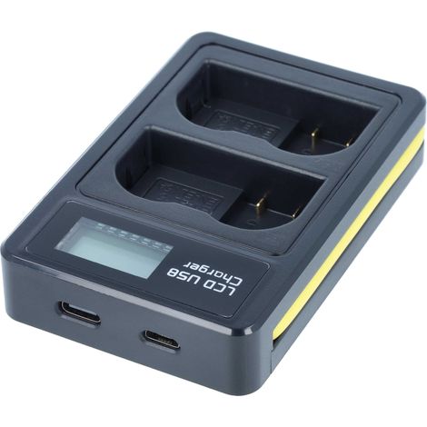 vhbw Dual Micro-USB + USB-C Ladegerät Ersatz für Nikon MH-25, MH-25a für Kamera - Ladeschale + Micro-USB Kabel Ladeanzeige + Display (1/5)
