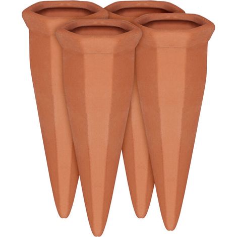 Cône en argile d’arrosage, lot de 12, accessoire d’arrosage, Bouteilles d’1L en plastique ou vin, terre cuite (1/5)