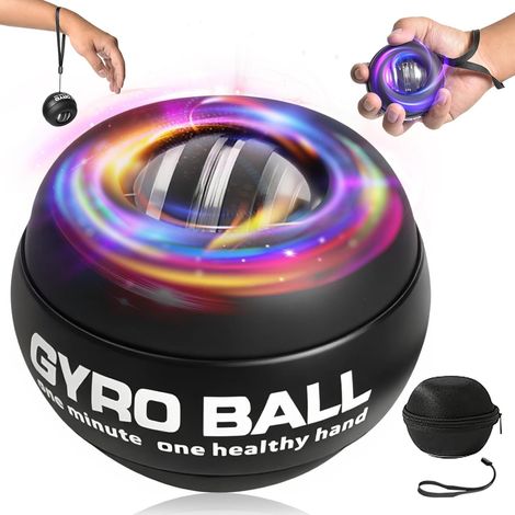 Gyroball - Balle d'entraînement du poignet - 5 niveaux de résistance / contrôle de la lumière - Entraîneur gyroscopique pour les avant-bras - Pour renforcer les bras, les doigts, le poignet (1/5)