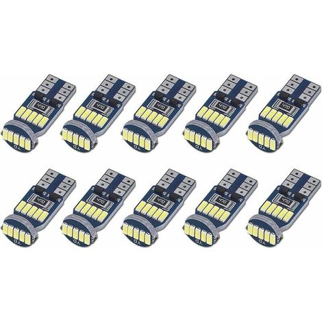 CHOYCLIT 10 Stück T10 W5W LED-Lampen, Canbus, fehlerfrei, 15 SMD 4014, Auto-LED-Lampen, 194, 168, 2825, Weiß, 6000 K, für Innenbeleuchtung, Kofferraumbeleuchtung, Nummernschild, Standlicht, DC 12 V