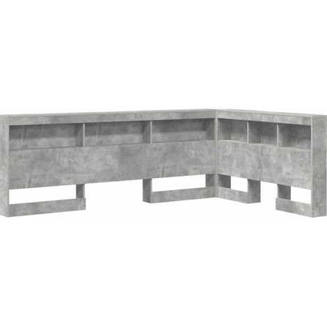 Tête de lit de rangement Gris béton 207,5 x 137,5 x 76,5 cm (1/5)