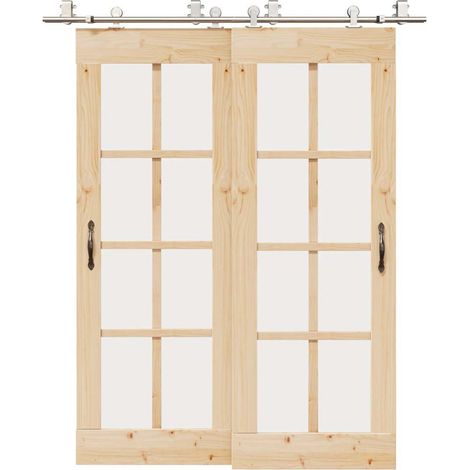 Schiebetür-Beschlagsatz 183 cm Edelstahl Silbern
