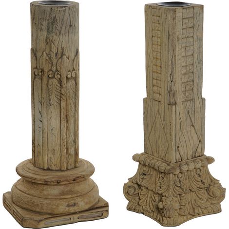 Columna Teca 30X30X75 Tallas Antiguas Marron