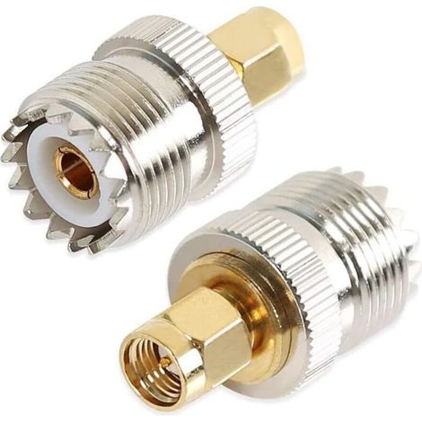 UHF-Buchse auf SMA-Stecker Adapter Koaxial-HF-Anschluss SO239 (PL259) Tragbarer Antennenadapter PL-259 Zweiwege-Funkgeräte-Konverter (2er-Pack) (1/5)