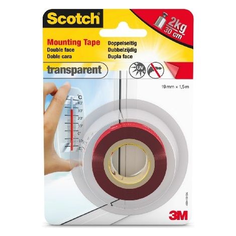 SCOTCH Ruban adhésif double face transparent SCOTCH L. 1.5 m x l. 19 mm (1/6)