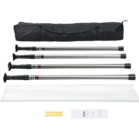 Porte Anti-Poussière, Kit Barrière Anti-Poussière avec 4 Poteaux Télescopiques de 366 cm, Sac de Transport et Film Plastique, pour Rénovation Transformation Construction Chantier (1/5)