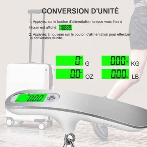 Porte-bagages électronique, porte-bagages, porte-bagages numérique, max 50 kg, écran LCD, fonction de tarage pour Sh (HK)