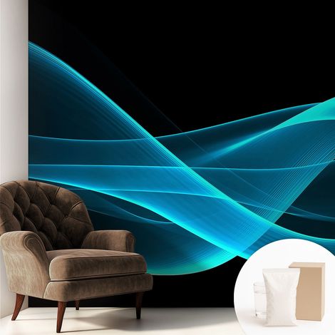Tapete Vliestapete mit Kleber - abwaschbar - Tapete mit Motiv - trendige Wanddeko - elegant Fototapete Effektvolle Wellen 250x250 cm (1/5)