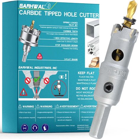 Ø 19 mm Heavy duty T.C.T carbide hole saw with hardened metal tips for precise and fast cutting, including stainless and soft steel, iron, copper and brass (1/5)