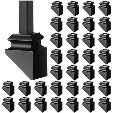Sabots de balustre en fer, balustres carrés en fer, fuseaux forgés pour rampes d'escalier, sabots de balustre inclinés pour rampes de 1/2 pouce, paquet de 48-JBMEDIA (1/4)
