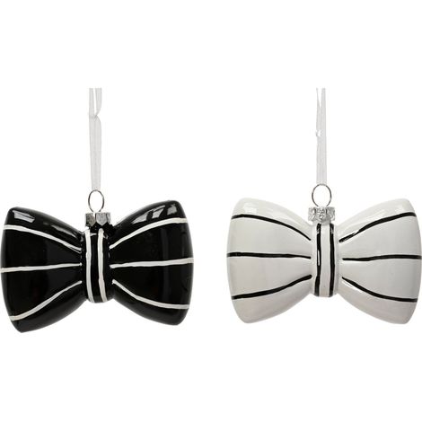 Fiocco decorativo lucido 9,4 x 3,3 x 6,1 cm nero/bianco Peraga Christmas