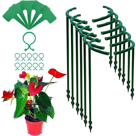 6 Tuteur pour Plante, Supports pour arbustes, 10,3  6,5 Pouces Supports de Jardin en Haut, Supports pour Plantes Grimpantes et Fleurs avec 6 Pinces et Cravates végétales pour Pivoines Hortensias