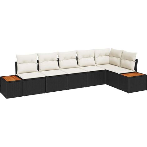Maison Exclusive - Gartensofa-set mit Kissen 6 pcs Schwarz und Cr