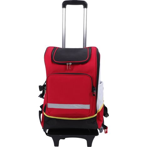 Sac à dos pour outils de ménage, fournitures de grande capacité, sac de rangement, ouverture complète avec barre de traction pour monter les escaliers, rouge (1/5)
