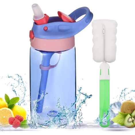 Gobelet à paille pour enfants, bouteille d'eau de 480 ml, mug de sport portable pour l'extérieur (violet) (1/5)