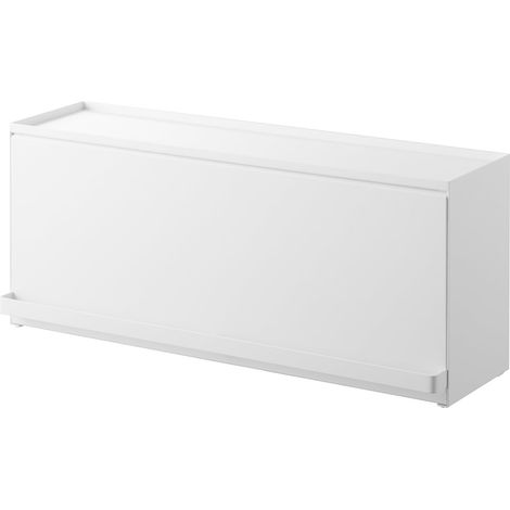 Étagère de Rangement Semi-fermé, en Acier - Couvercle Coulissant, Cuisine, Plan de Travail, comptoir - 17,7 x 60 x 25,2 cm, Design Japonais, Blanc (1/5)