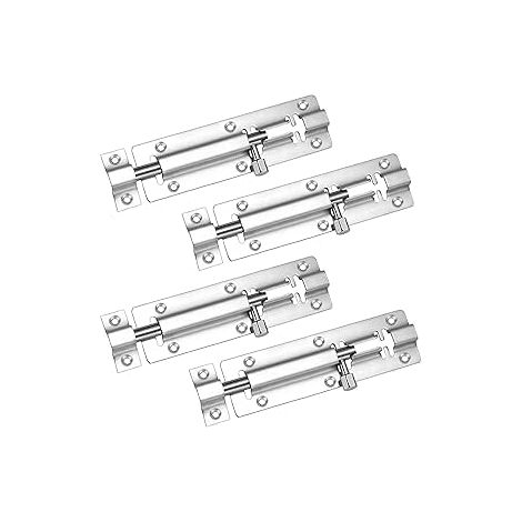 Cerradura para puerta corredera, cerradura de 4 piezas, pestillo deslizante, objetivo de acero inoxidable, cerradura de puerta, cerradura para puerta corredera con tornillos, para baño, aseo, dormitor