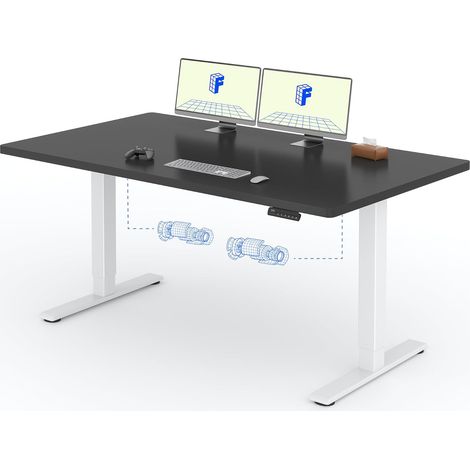 FlexiSpot Bureau Assis Debout Une Pièce 2 Mot 160×80. Blanc+Noir