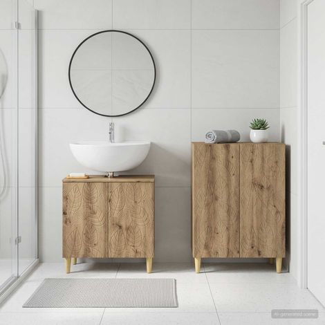 vidaXL 2 Piece Bathroom Cabinet Set DELFT Artisan Oak Engineered Wood (1/5)
