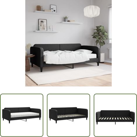 Schlafsofa -  Tagesbett mit Matratze Schwarz 100x200 cm Stoff (1/5)