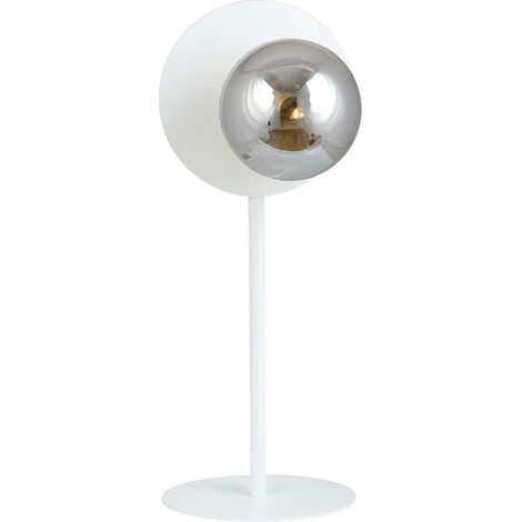 Lampada da Tavolo Oslo, Acciaio verniciato a polvere, Vetro, Bianco, Grigio, 20x50x20 cm