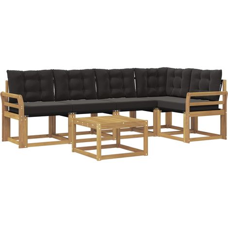 Outdoor Sofa Set with Cushion 6 pcs White and Black vidaXL