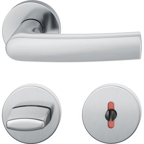 FSB Drückergarnitur 12 1015 ASL auf Rosette WC DIN, Edelstahl matt
