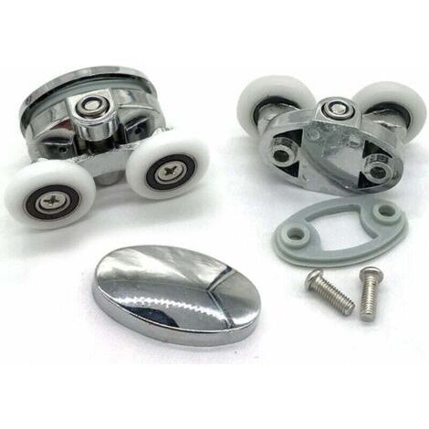 Lot de 4 roulettes de porte de douche - À deux roues - Ovales - En forme de papillon (23mm) (1/3)