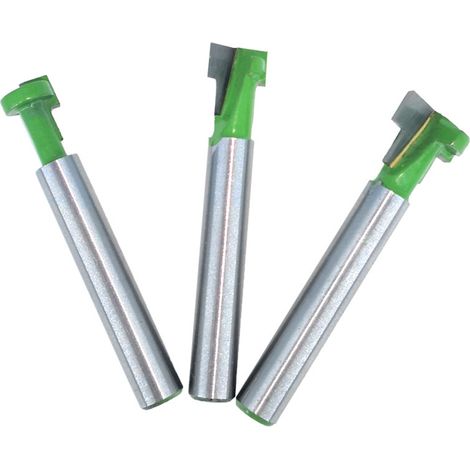 Lot de 3 fraises à rainurer trou de serrure 6.35mm (1/4 pouce) queue 5/16 3/8 1/2 pouce diamètre bois rail en T hex bolt fraises à fraiser (1/5)