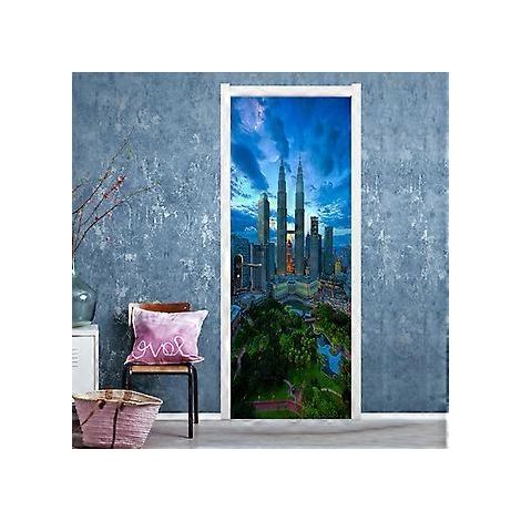 (77 x 200 cm) Türaufkleber mit Trompe-l'œil-Effekt, 3D-Wandaufkleber aus PVC für den Innenbereich, geeignet für Wohnzimmer, Küche, Schlafzimmer und Badezimmer.