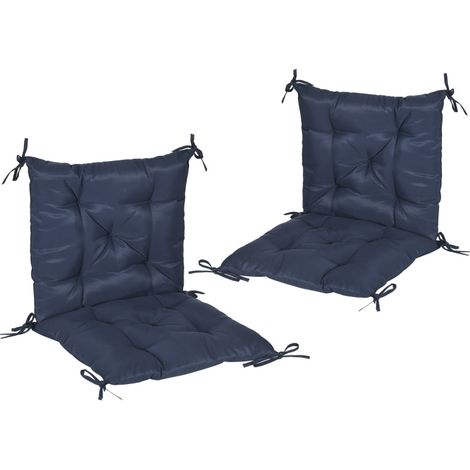 Set de 2 cojines para silla 98 x 50 x 8 cm azul oscuro con lazos (1/5)
