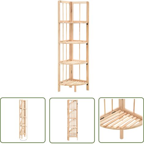 The Living Store Étagère d'angle bois de cèdre 27 x 27 x 110 cm - Étagère D'angle - Bibliothèque Murale - Meuble Rangement - Étagère Bois - Étagère Cèdre (1/5)