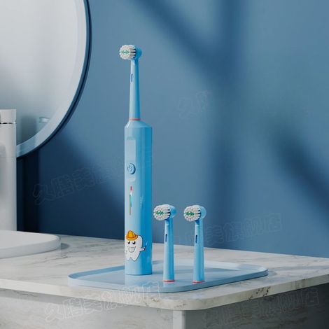 (1 Set, 2 Bürstenköpfe) Elektrische Zahnbürste für Kinder, automatischer rotierender Rundkopf, für Kinder, Schüler und Babys, weiche Borsten (1/5)