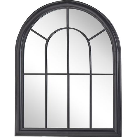 Specchio da parete in metallo nero 69 x 89 cm effetto antico tradizionale forma di finestra vintage Embry