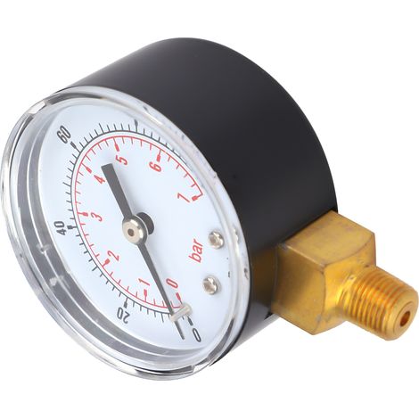 Manometer mit 50-mm-Zifferblatt, 1/8-BSPT-Gewinde am Boden für Luft, Wasser, Öl, Gas (0-100 PSI 0-7 Bar) (1/5)