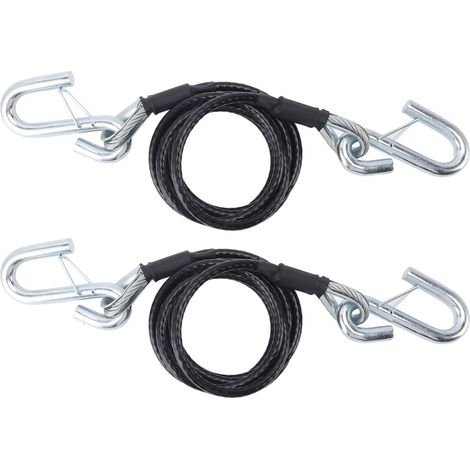 1 paire de câbles de sécurité pour remorque, 7 pieds, BX88196, capacité de charge de 7500 lb, chaînes enroulées, câbles avec crochet en S, noir (1/5)