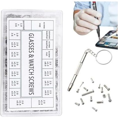 Kit di riparazione per occhiali, kit di strumenti per lenti, dadi e viti per la manutenzione degli occhiali da sole, cacciavite di precisione per orologi, telefoni cellulari, G- (1/5)