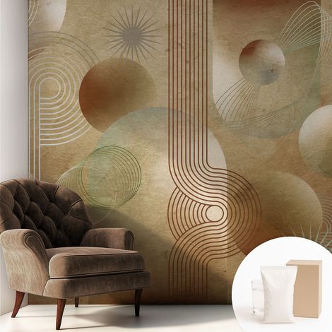 Tapete Vliestapete mit Kleber Wandtapete modern - Tapete mit Motiv - Tapete Schlafzimmer Geometrisches Muster 250x250 cm (1/5)