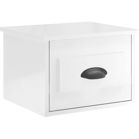 Maison Exclusive - Mesita de noche de pared blanco brillante 41,5