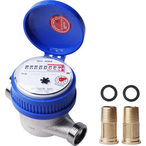 1 Compteur d'eau 1/2 pouce, Fer ABS, Affichage numérique, 1,5 m³/h, 0-40 ℃, Jardin Maison (1/5)