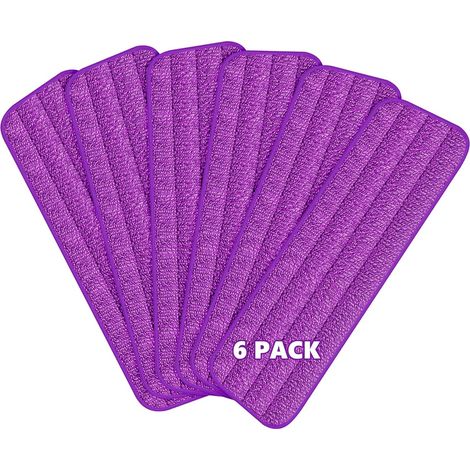 6 Pièces Serpillère, Microfibre, Lavable, 39x13cm, Balai Vaporisateur, Sol Dur