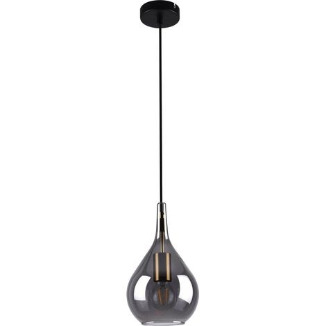 Suspension Luminaire Rétro Classique en Verre Fumé Noir - E27, Ø 20 cm, 150 cm - PANGIVO (1/4)