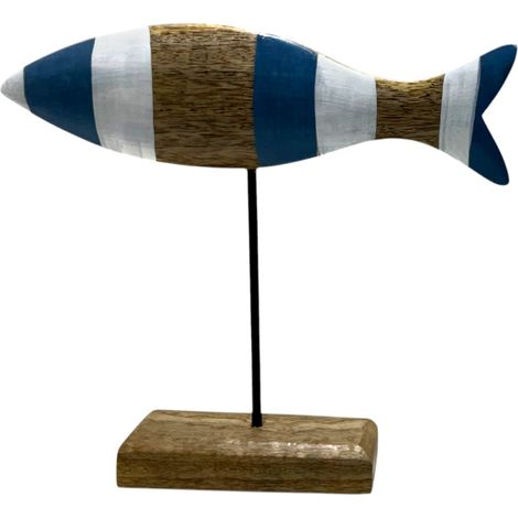 Statuina decorativa da tavolo a forma di pesce azzurro, decorazione nautica, stile marino, ideale per casa, ufficio e come regalo